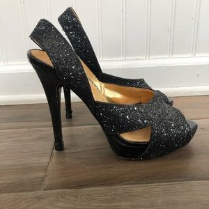 Report Signature black glitter heels